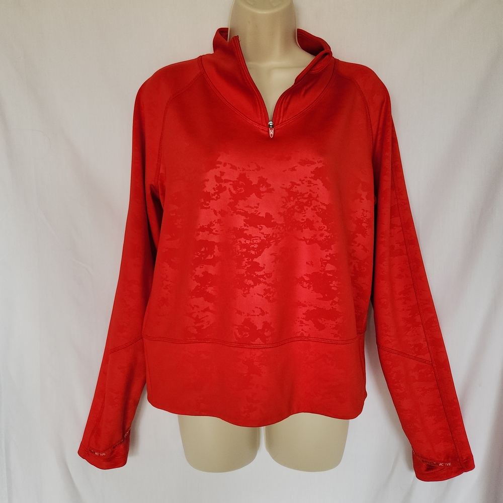 Spyder Red Camo Sheen Lightweight Comfy Quarter-Zip Pullover Sweater L